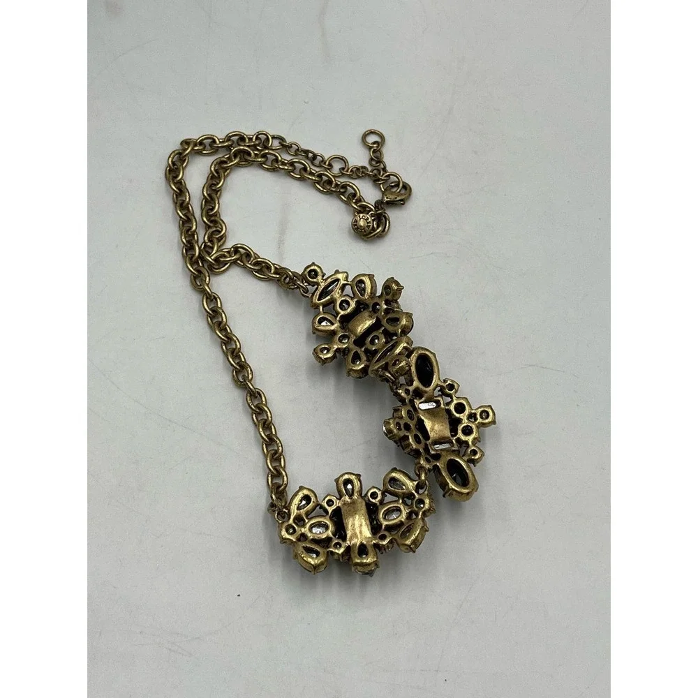J. Crew Black Gray and Taupe Clear‎ Rhinestone Cluster Statement Necklace